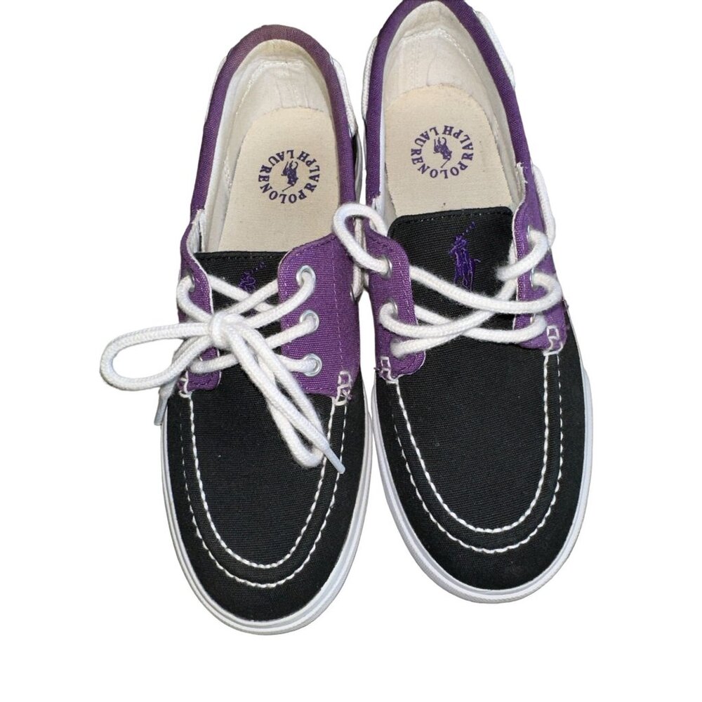 Ralph Lauren Polo Lilia Women Shoe Flats Canvas Size 6B Blue Purple Cruise Wear - Picture 2 of 10